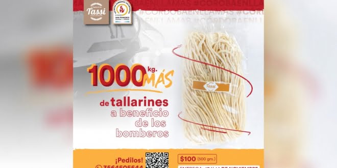 1000 Kg de tallarines más a la venta para beneficio de los Bomberos