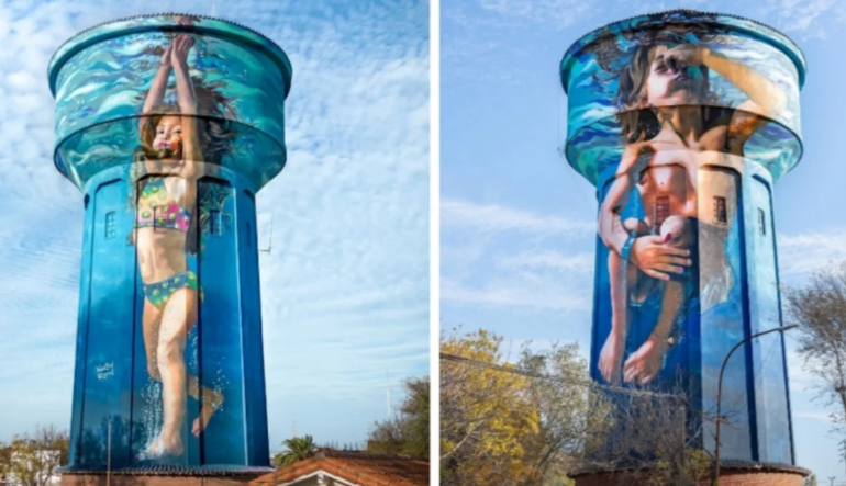  Mural en un tanque de agua: eligieron a la mejor obra del mundo