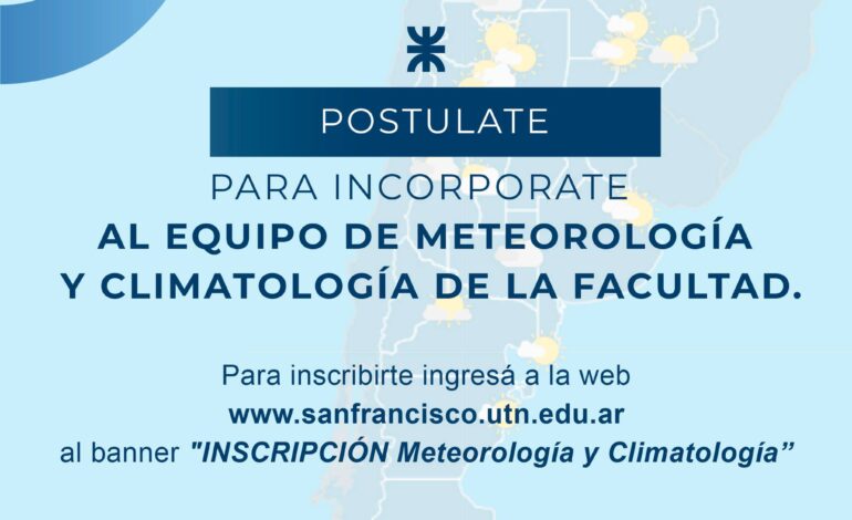  Convocatoria UTN: Auxiliar Interino en Meteorología y Climatología