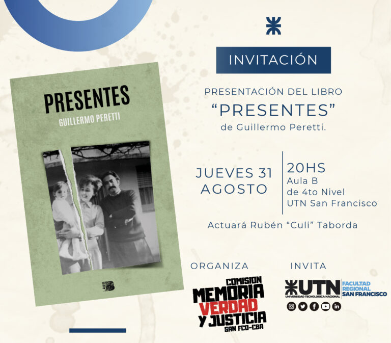 Se presentará en UTN el libro «Presentes», de Guillermo Peretti