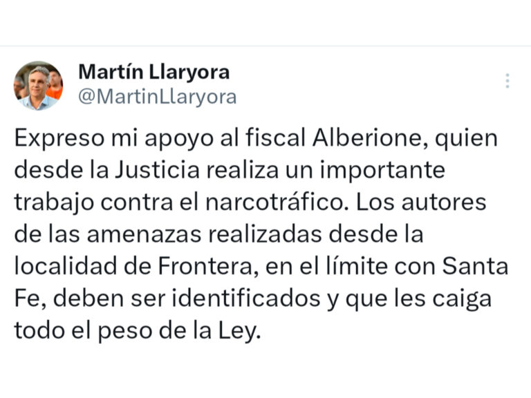 Llaryora respaldó al fiscal Alberione por las amenazas sufridas
