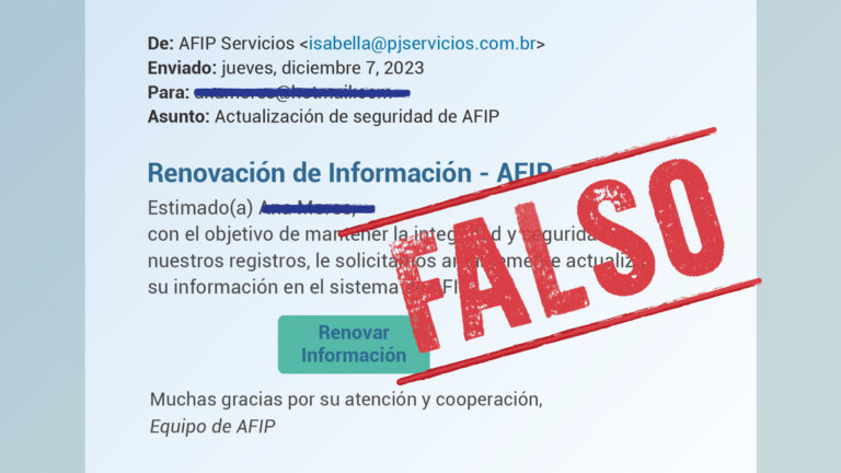 AFIP advierte sobre estafas a través de correos electrónicos