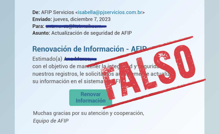  AFIP advierte sobre estafas a través de correos electrónicos