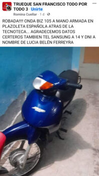 Moto robada centro