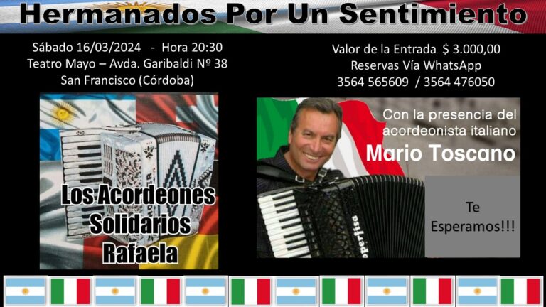 Mario Toscano y su acordeón llegan al Teatro Mayo