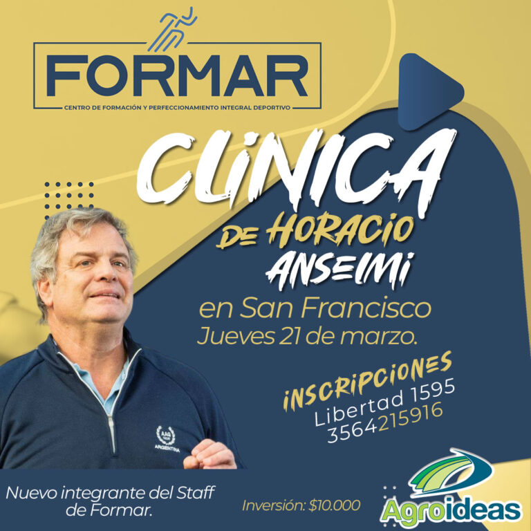 Horacio Anselmi brindará una clínica en Formar: “San Francisco tiene bases de genética ligada al esfuerzo»