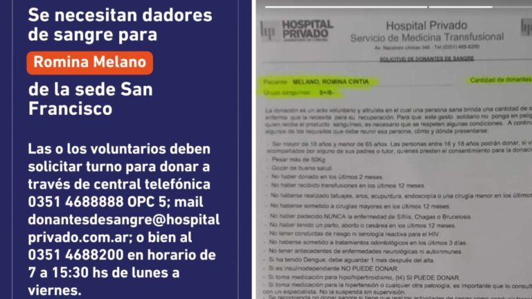 Solicitan dadores de sangre para Romina Melano