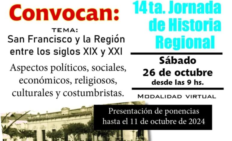  Se viene la 14ª jornada de Historia regional