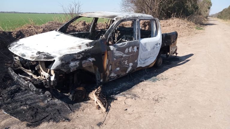 Camioneta apareció quemada en Josefina: sospechan de incendio intencional
