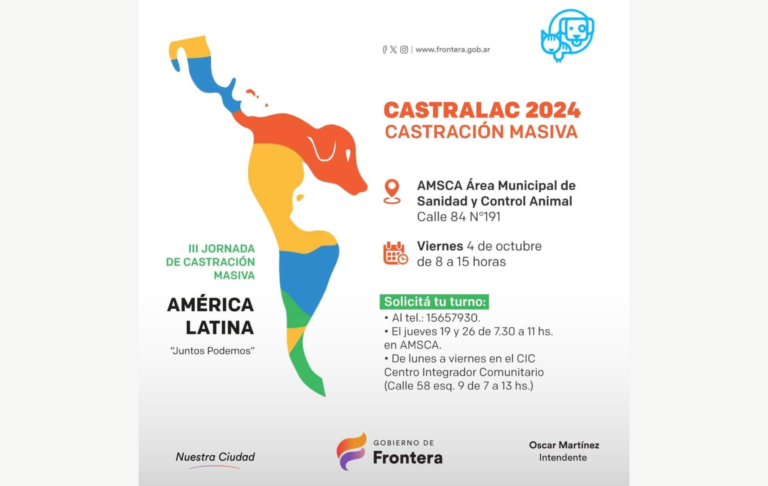 Frontera participará de la nueva jornada de castración masiva en América Latina