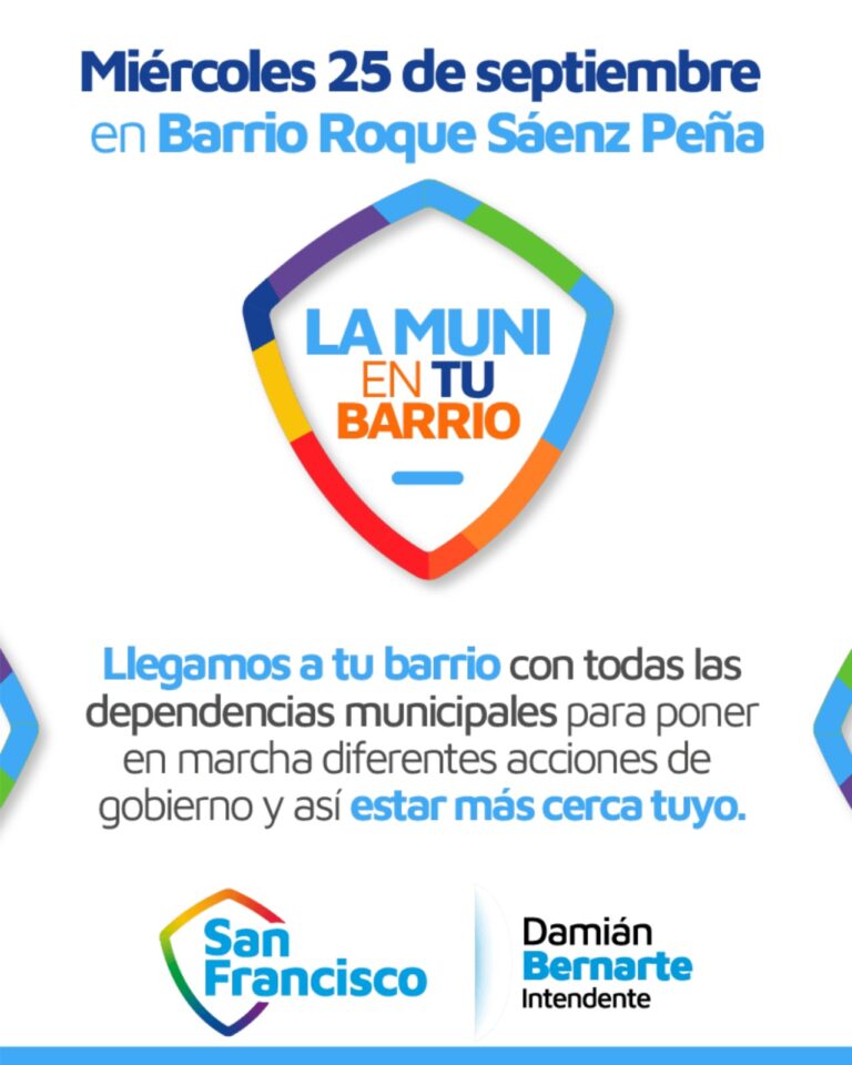 Este miércoles «La Muni en tu Barrio» pasará por Roque Sáenz Peña