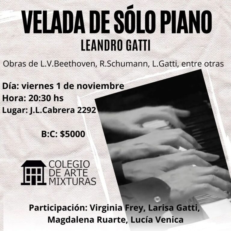 Este viernes habrá una velada de piano en el Colegio de Arte Mixturas