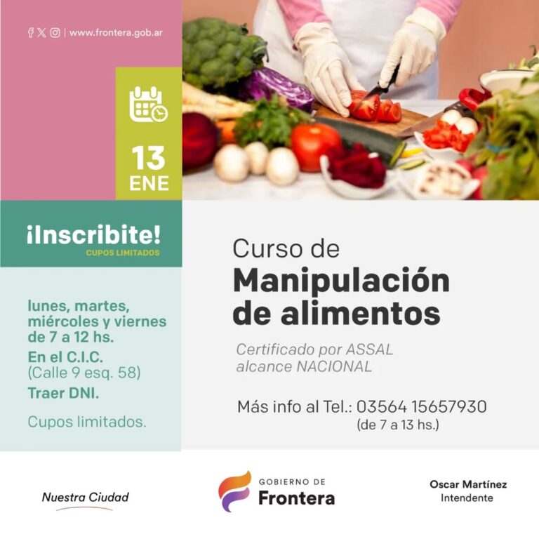 Dictarán un nuevo curso de manipulación de alimentos en Frontera