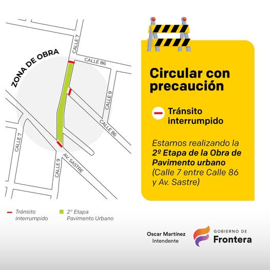 Frontera avanza con la segunda etapa de pavimentación sobre calle 7