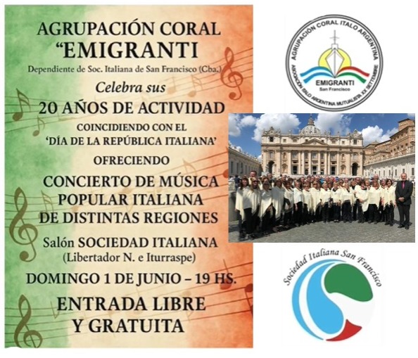 El coro “Emigranti” festeja su aniversario con un concierto de música italiana
