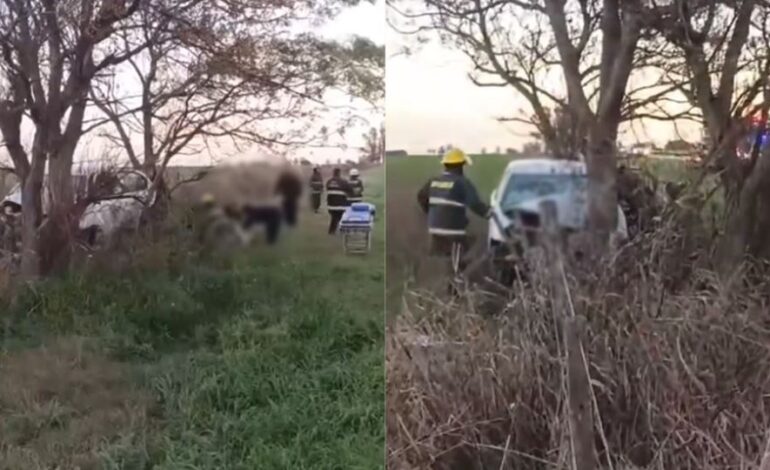 Cuatro heridos tras el vuelco de un auto en la Autovía 19
