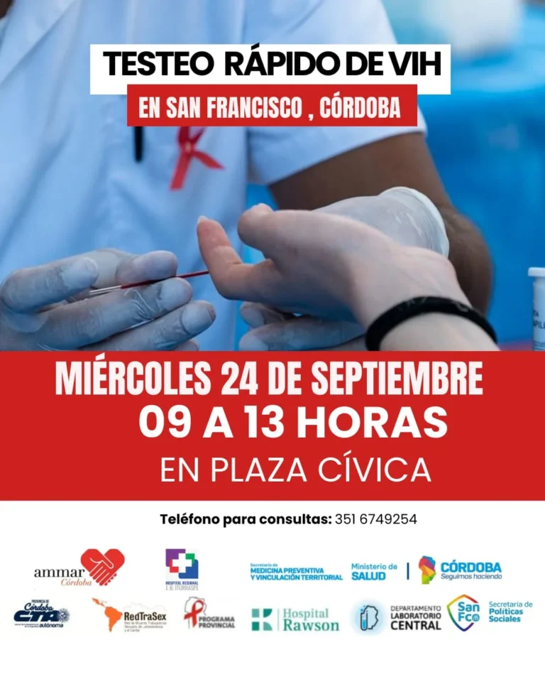 Jornada de Testeos Gratuitos de VIH y Sífilis en la Plaza Cívica