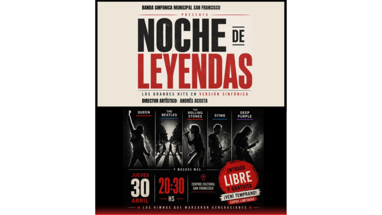 «Noche de Leyendas”: la Banda Sinfónica Municipal presenta un show con grandes clásicos del rock