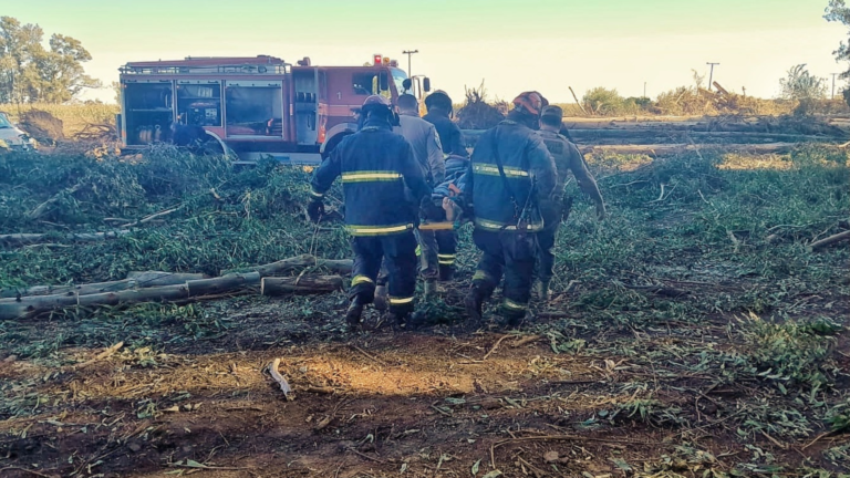 Un operario quedó atrapado por un árbol y debió ser rescatado en la obra del nuevo corredor vial