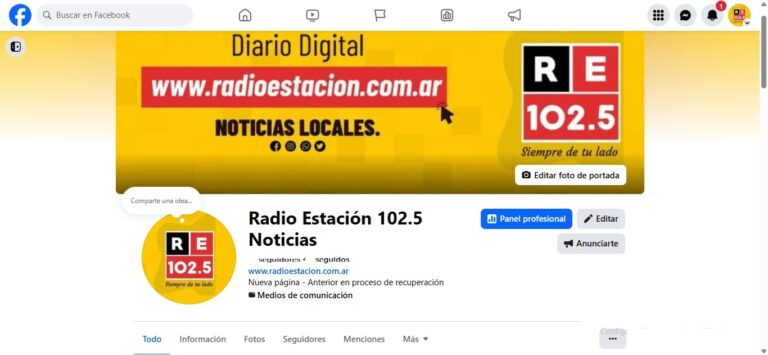 Nuevo espacio en Facebook hasta el reestablecimiento de la histórica página de Radio Estación 102.5