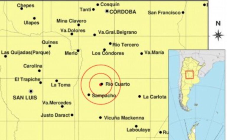 Un sismo de magnitud 2,4 sacudió a Córdoba este domingo por la tarde