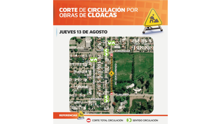 Corte de circulación en Barrio Parque por obras de cloacas