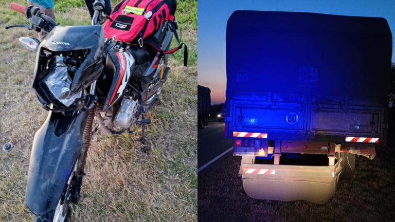 Ruta 13: un adolescente chocó en moto contra un camión en El Fortín
