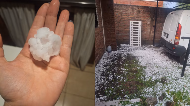 Fuerte tormenta en Córdoba: cayó granizo del tamaño de una pelota de golf y los vecinos reportaron casas y autos dañados