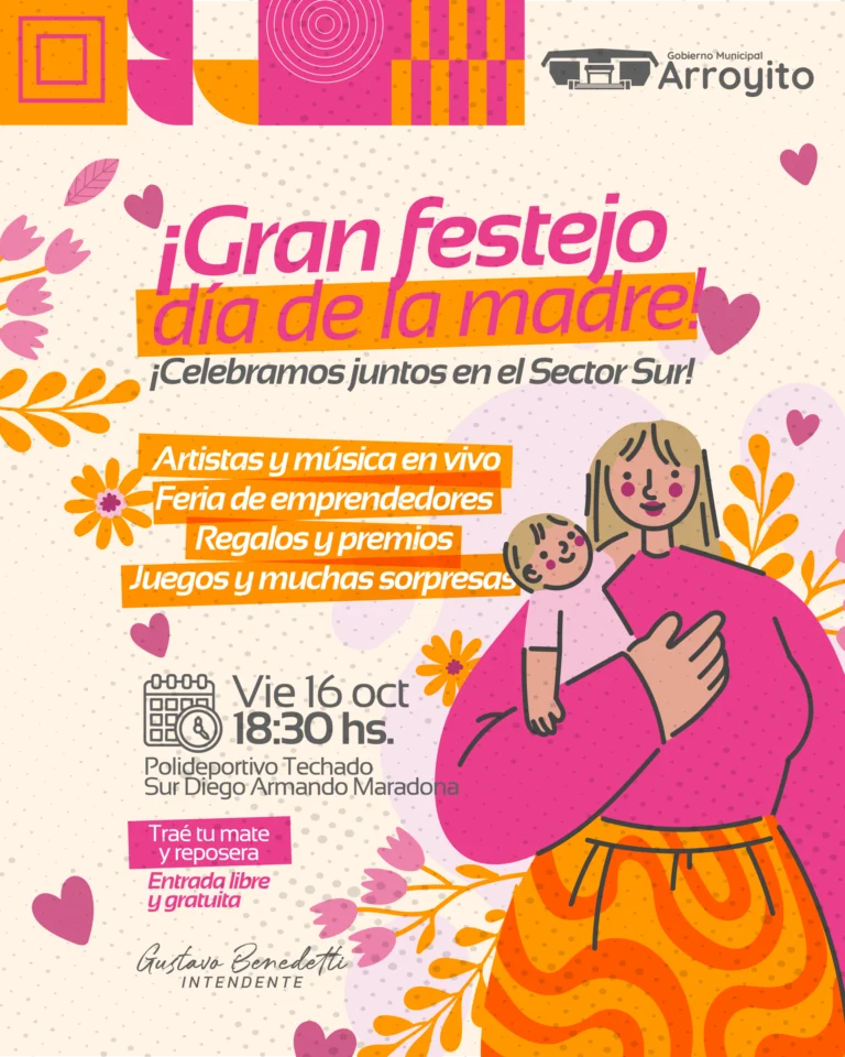 Arroyito celebrará el Día de la Madre con música, feria y actividades para toda la familia